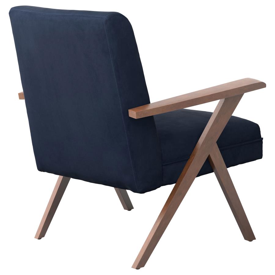 (image for) Cheryl Upholstered Wood Arm Accent Chair Dark Blue