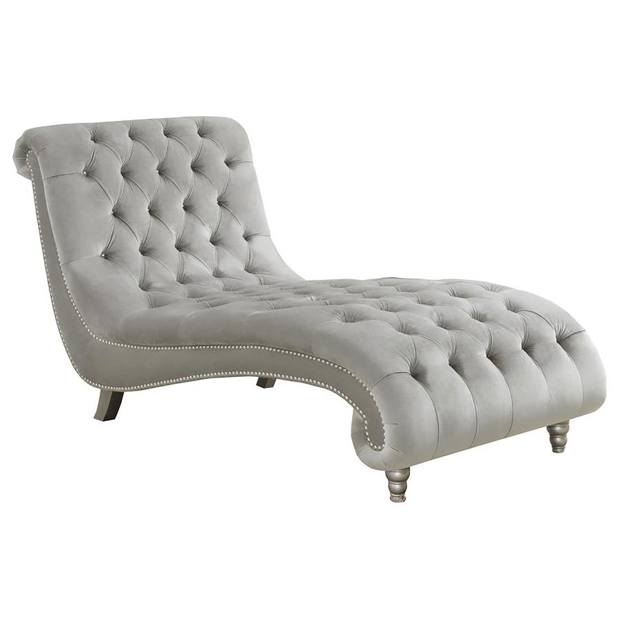 (image for) Lydia Velvet Upholstered Tufted Chaise Grey