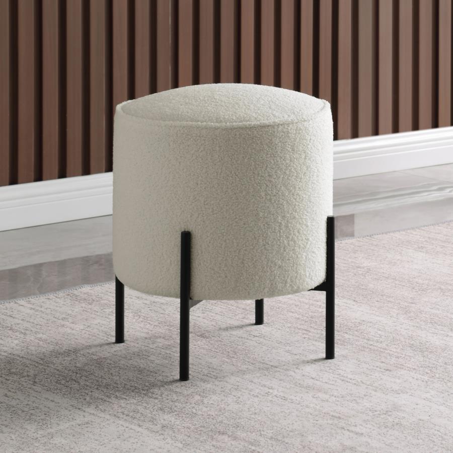 (image for) Basye Round Upholstered Ottoman Ivory