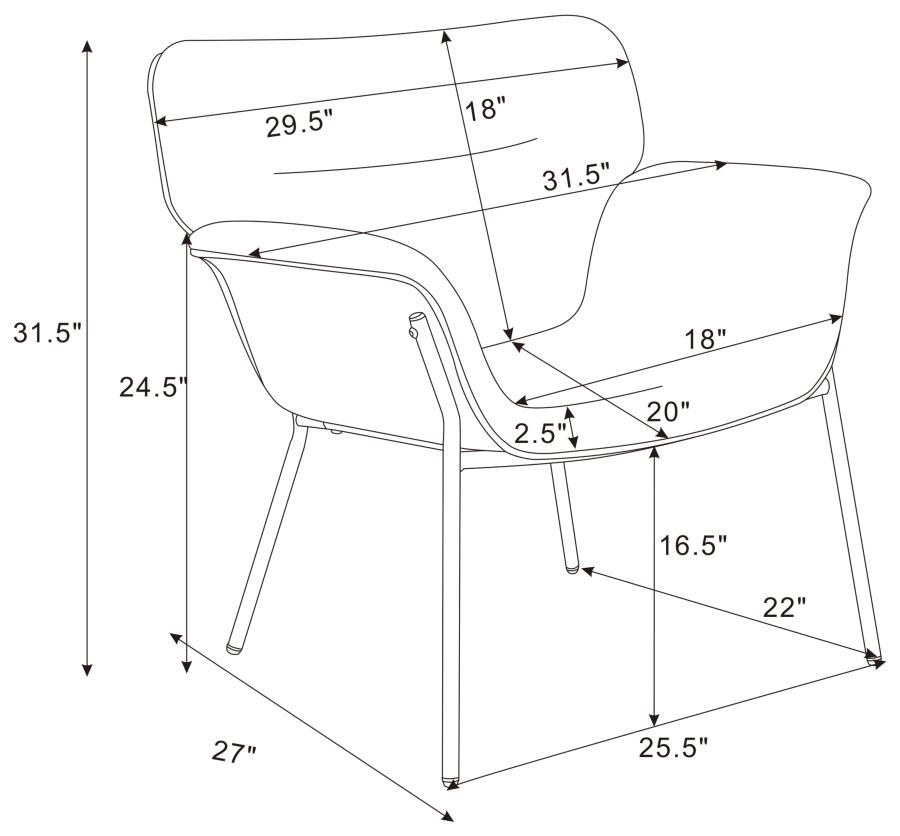 (image for) Davina Upholstered Flared Arm Accent Chair Ash Grey