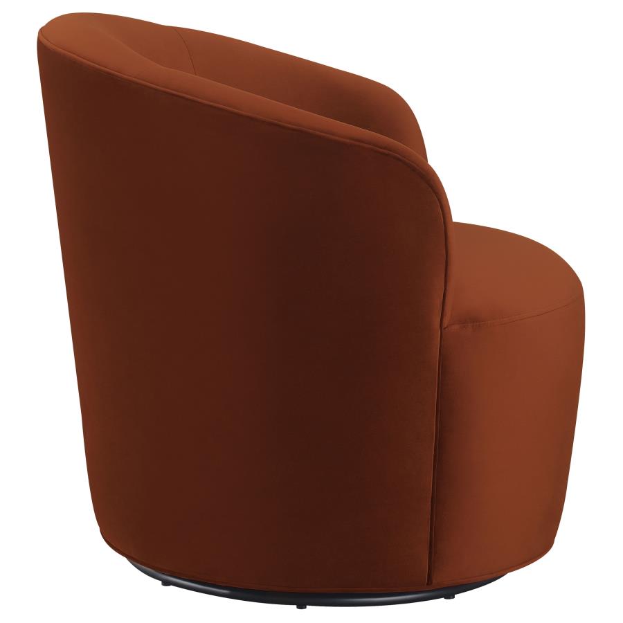 (image for) Joyce Upholstered Barrel Back Swivel Chair Burnt Orange