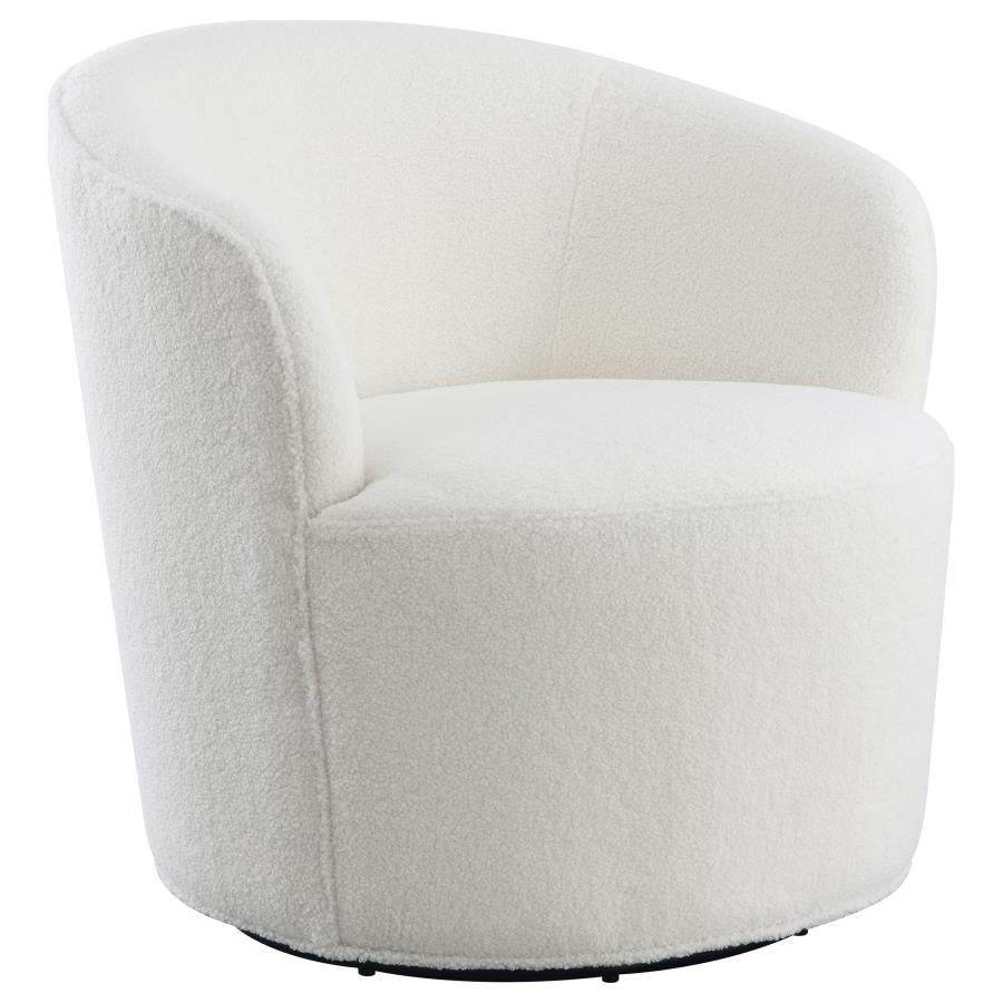 (image for) Joyce Upholstered Barrel Back Swivel Chair White