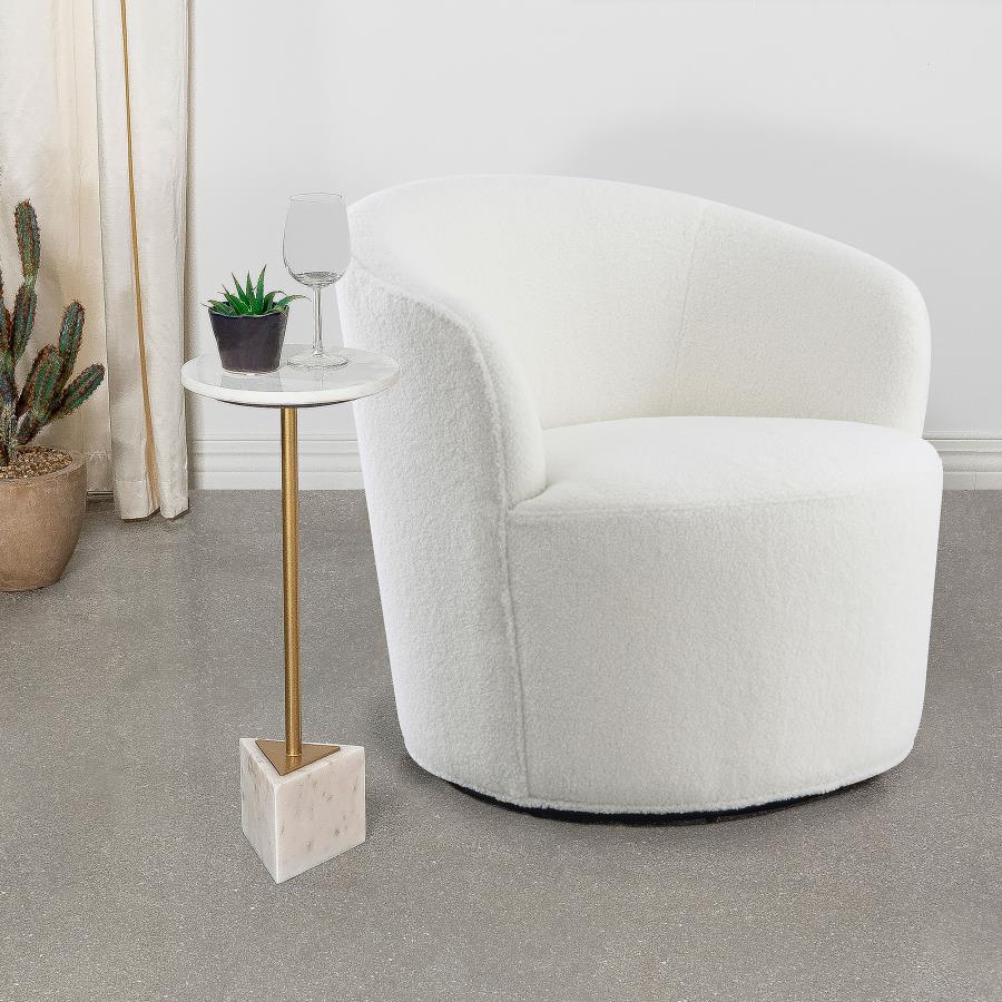 (image for) Joyce Upholstered Barrel Back Swivel Chair White