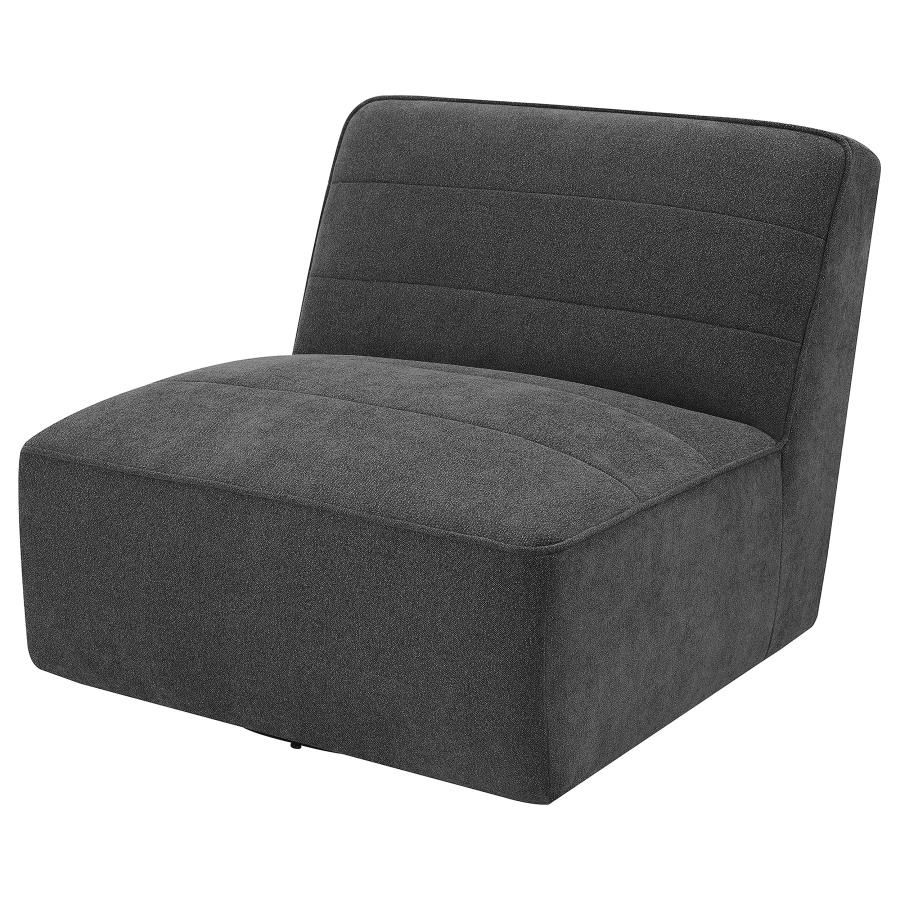 (image for) Cobie Upholstered Armless Swivel Chair Dark Charcoal