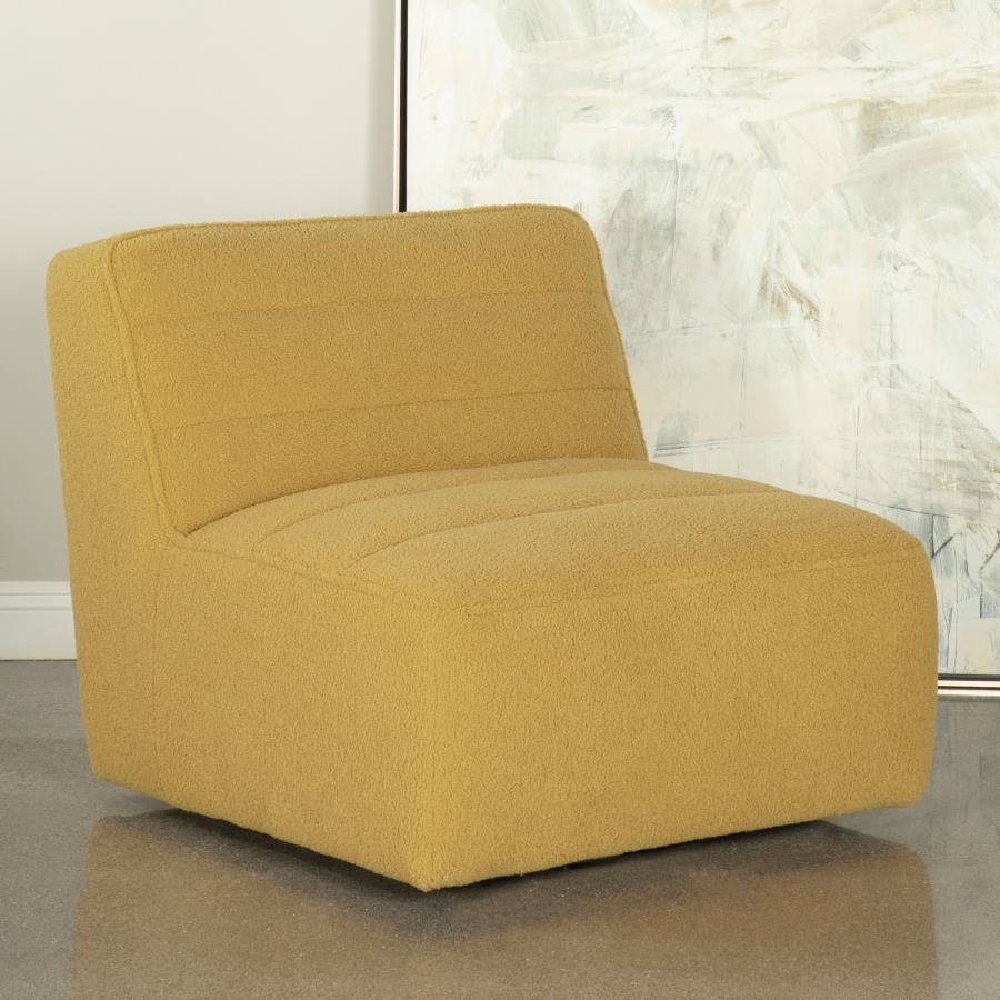 (image for) Cobie Upholstered Armless Swivel Chair Mustard