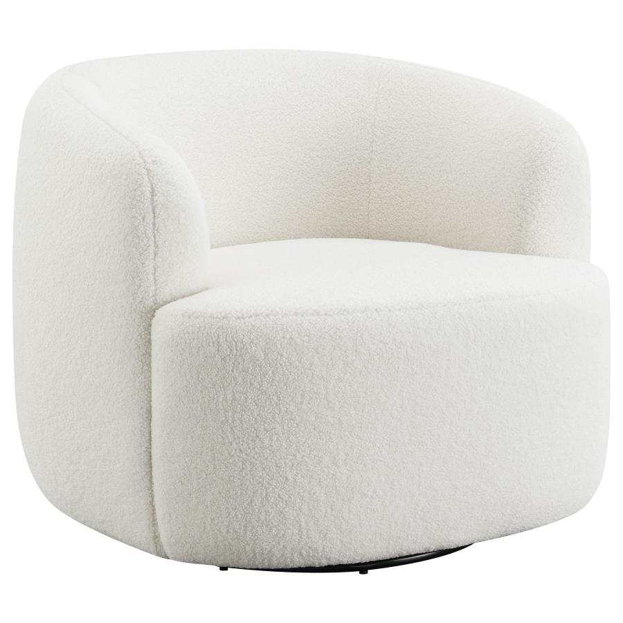 (image for) Hudson Faux Sheepskin Upholstered Swivel Chair Natural