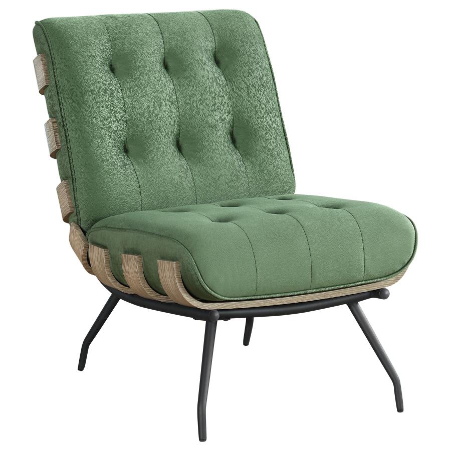 (image for) Aloma Upholstered Tufted Armless Accent Chair Green - Click Image to Close