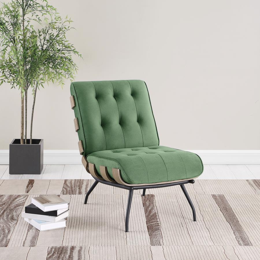 (image for) Aloma Upholstered Tufted Armless Accent Chair Green