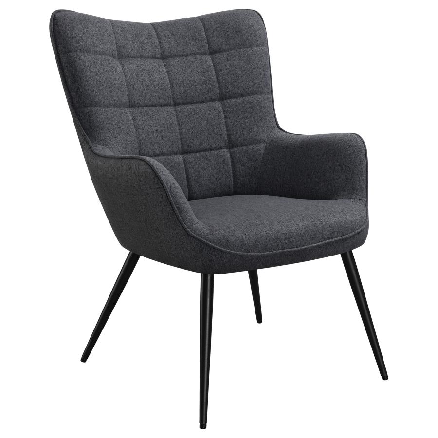 (image for) Isla Upholstered Flared Arm Tufted Accent Chair Grey - Click Image to Close