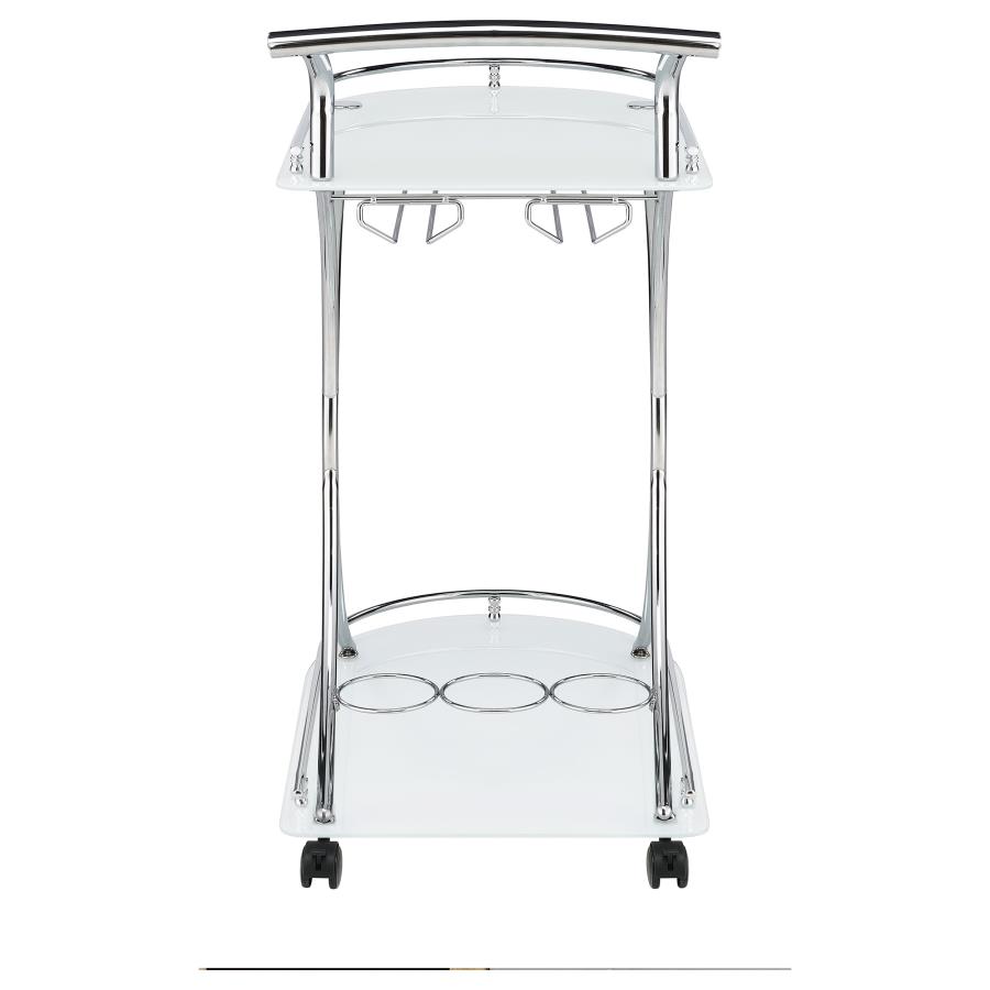 (image for) Elfman 2-tier Glass Shelf Metal Bar Cart White and Chrome