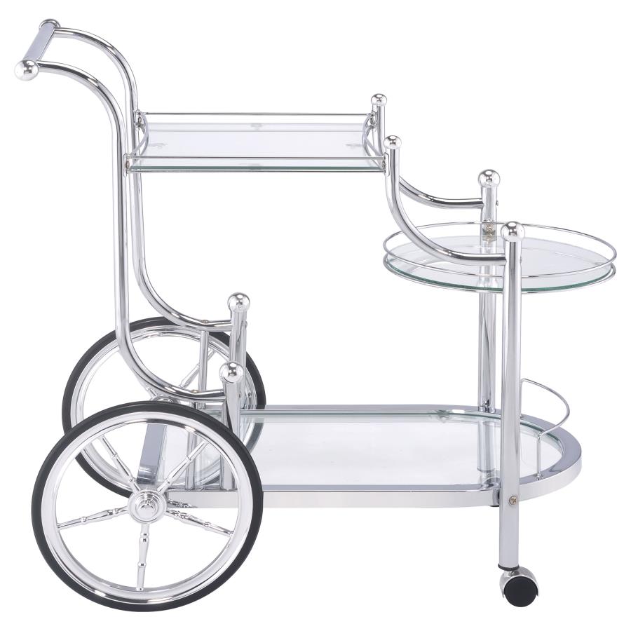 (image for) Sarandon 3-tier Glass Shelf Metal Bar Cart Chrome