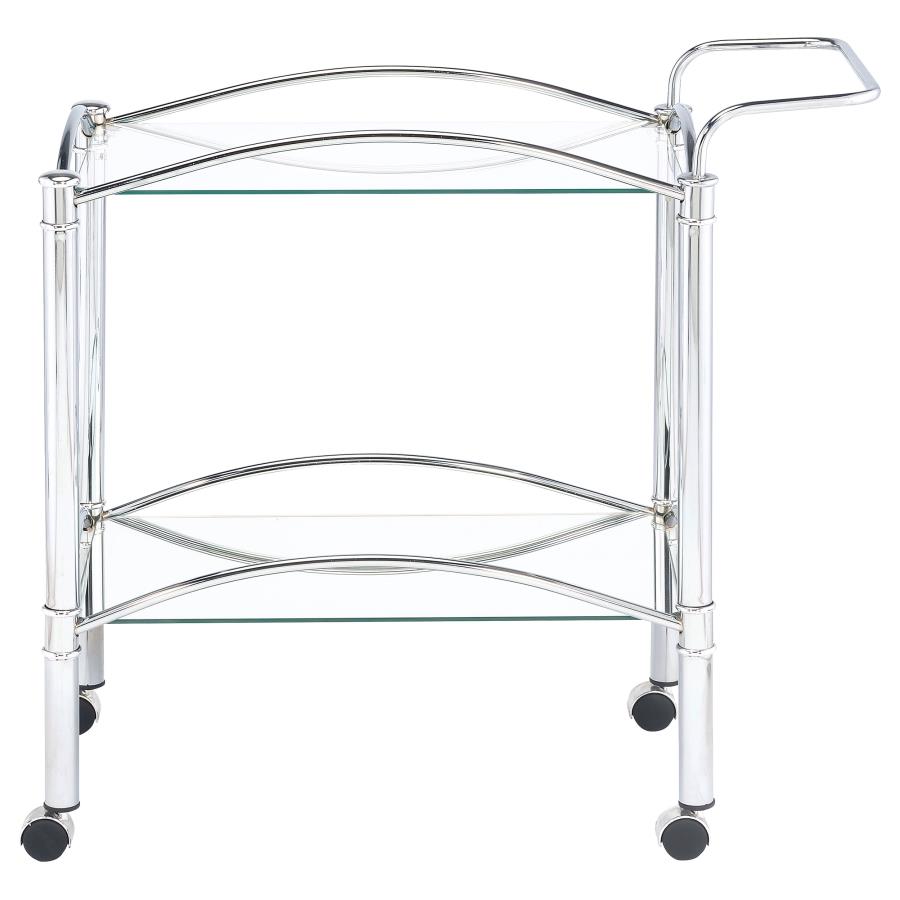 (image for) Shadix 2-tier Rectangular Glass Shelf Metal Bar Cart Chrome