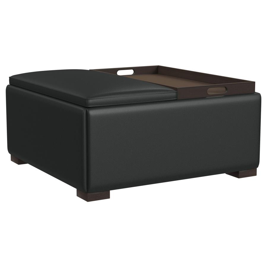 (image for) Paris Upholstered Storage Ottoman with Tray Black