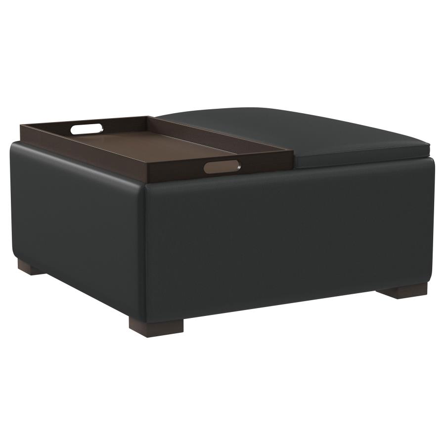 (image for) Paris Upholstered Storage Ottoman with Tray Black