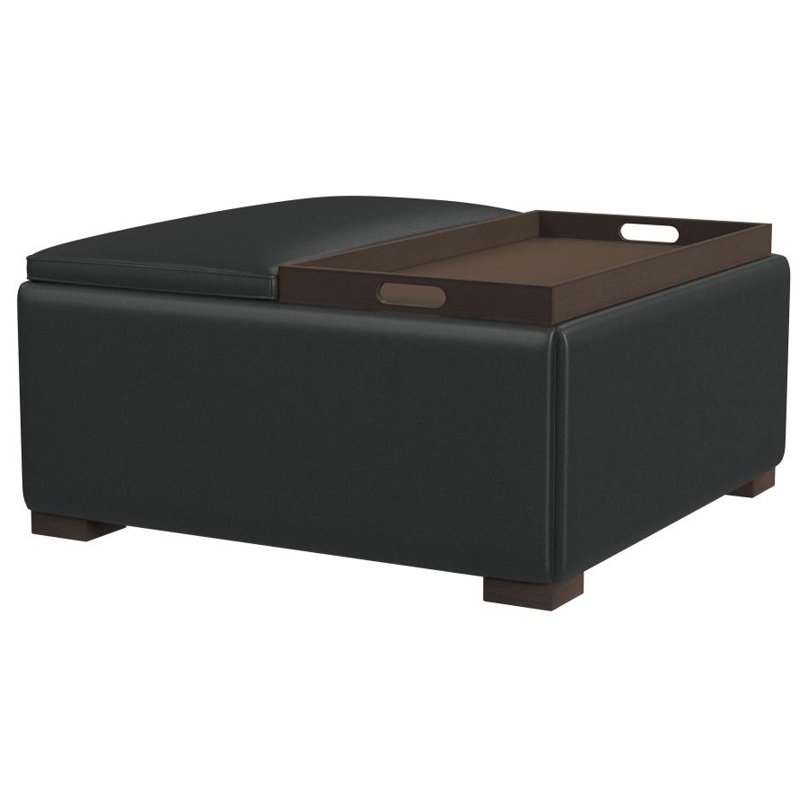 (image for) Paris Upholstered Storage Ottoman with Tray Black