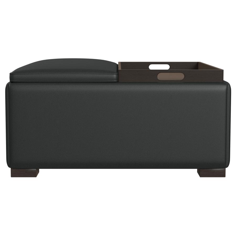 (image for) Paris Upholstered Storage Ottoman with Tray Black