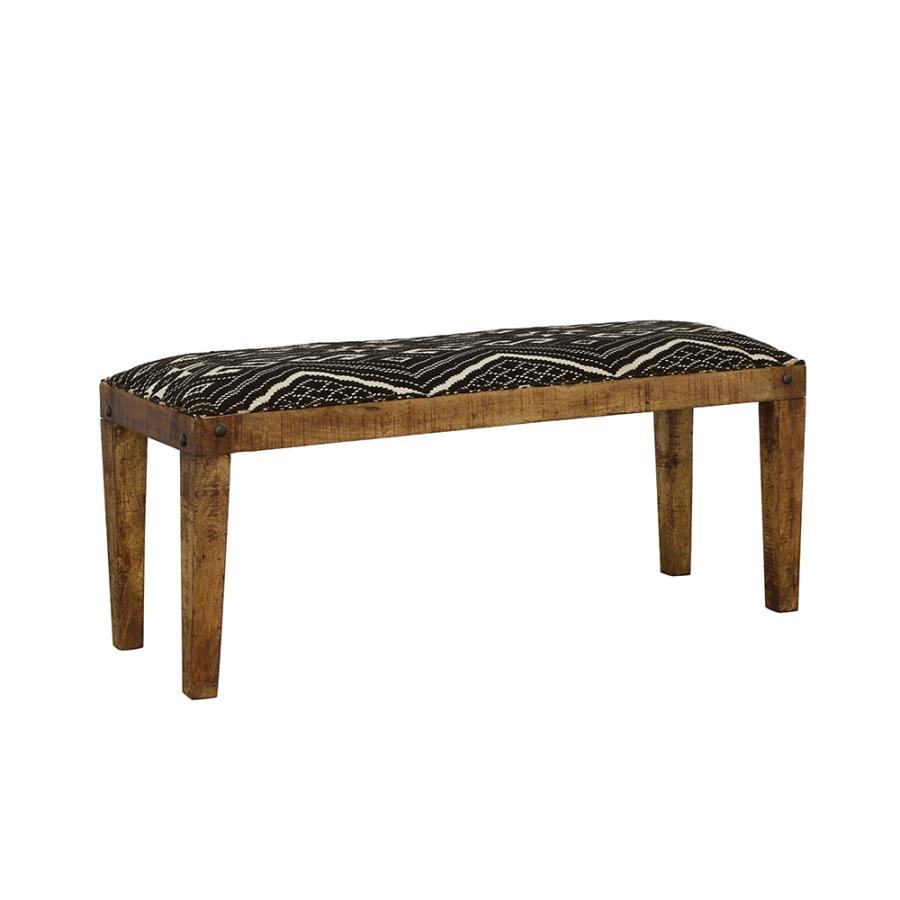 (image for) Lamont Fabric Upholstered Accent Bench Black and Natural - Click Image to Close