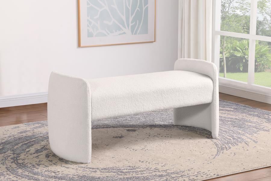 (image for) Peoria Velvet Upholstered Accent Bench Ivory