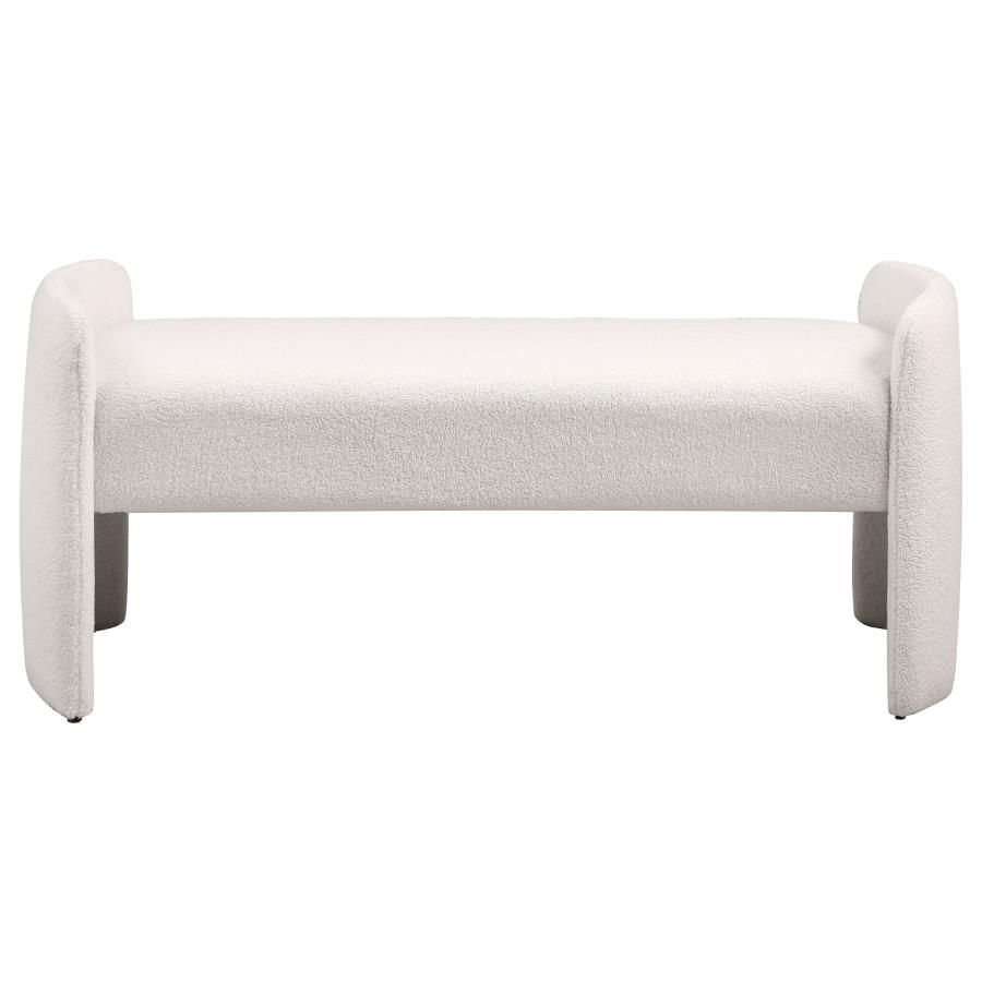 (image for) Peoria Velvet Upholstered Accent Bench Ivory