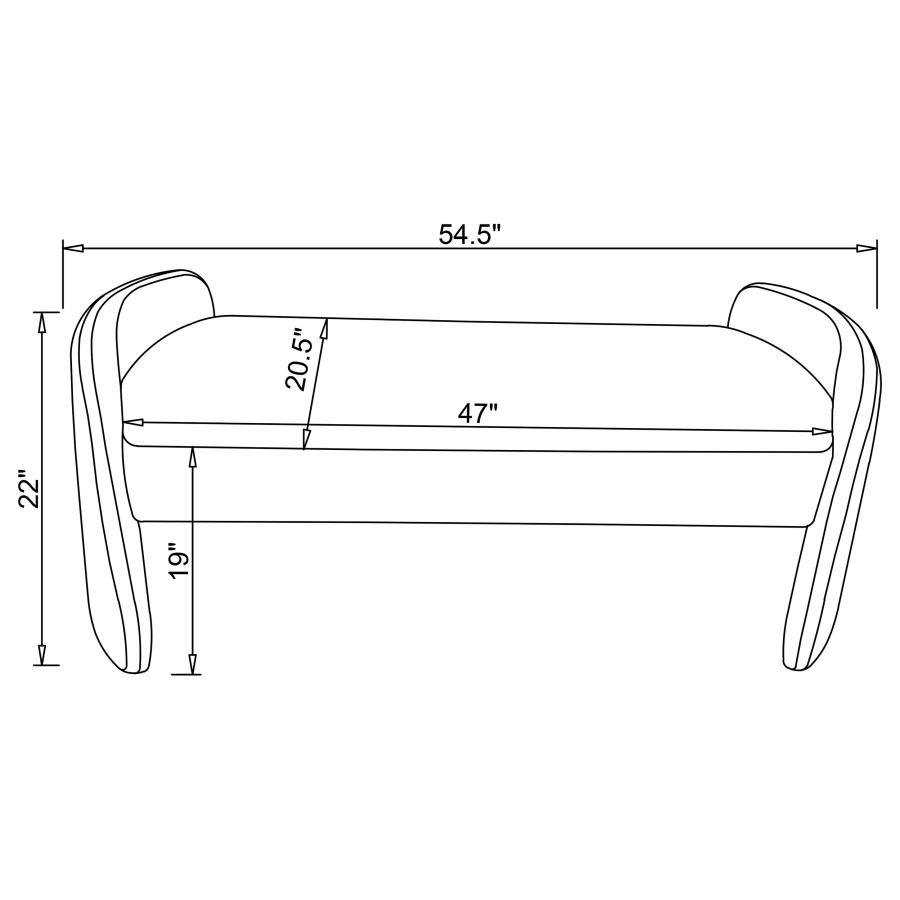 (image for) Peoria Velvet Upholstered Accent Bench Ivory