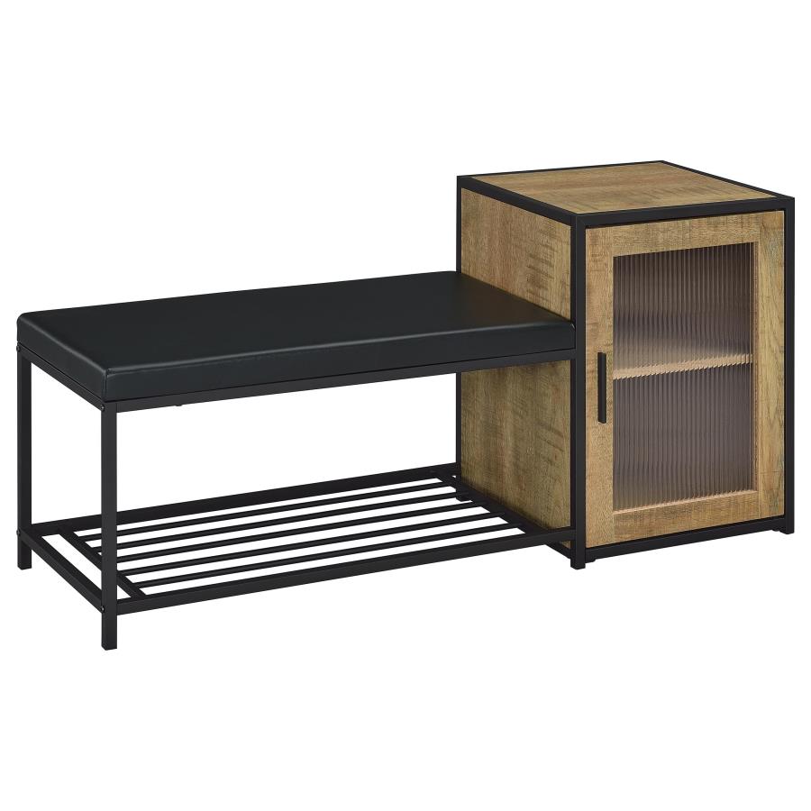 (image for) Martino Shoe Storage Entryway Bench with Cabinet Mango and Black