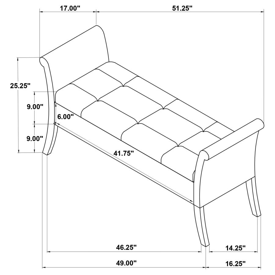 (image for) Farrah Velvet Upholstered Rolled Arm Storage Bench Beige