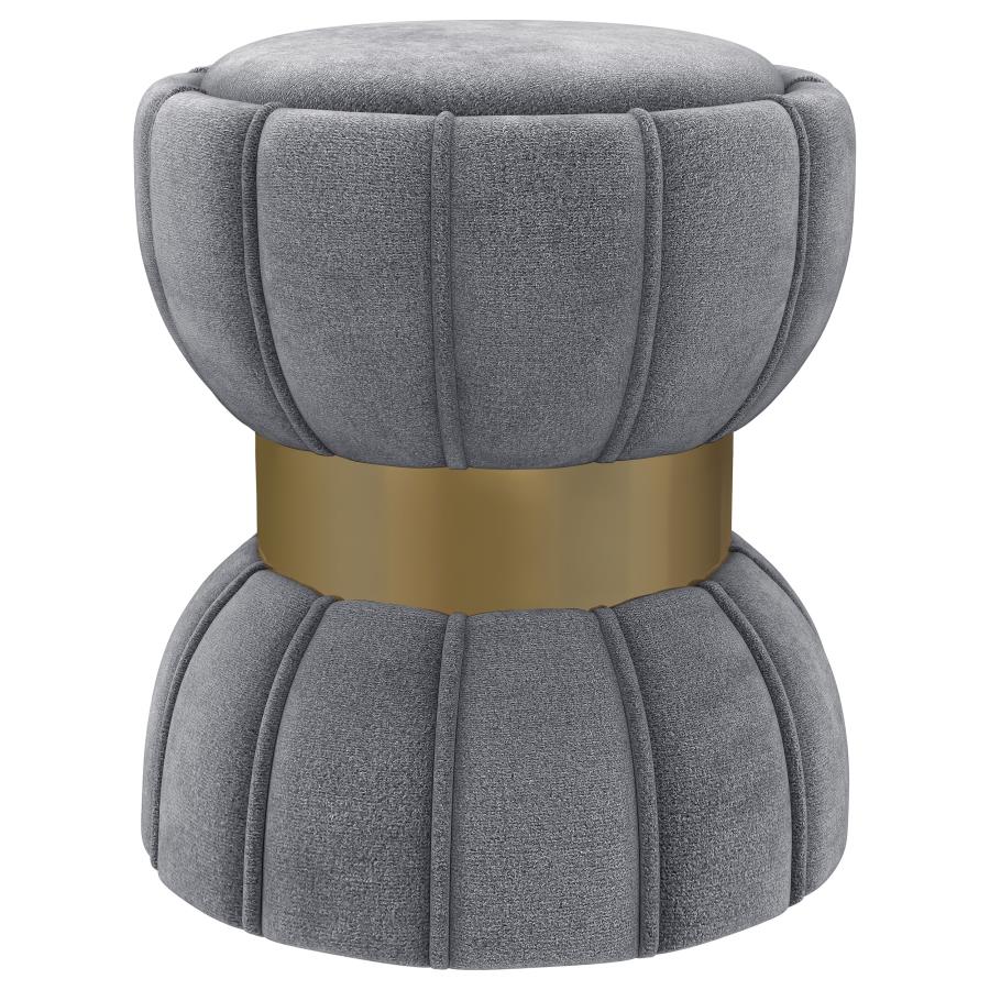 (image for) Sora Round Upholstered Ottoman Grey