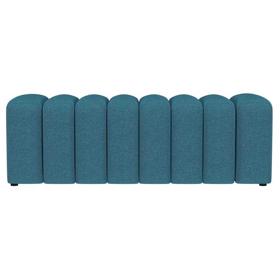 (image for) Summer Fabric Upholstered Tufted Accent Bench Peacock Blue