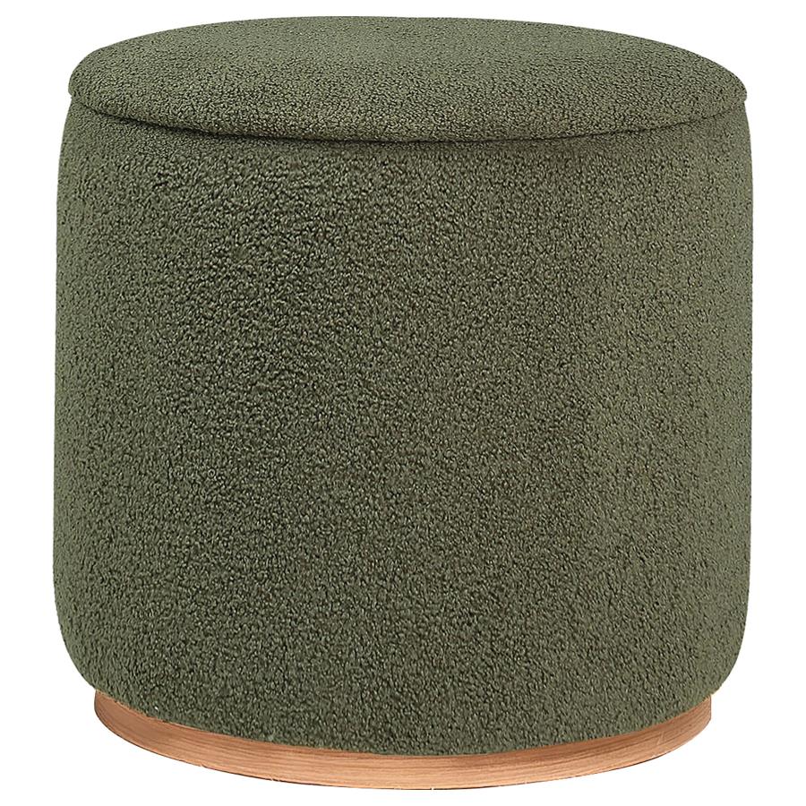 (image for) Zena Faux Sheepskin Upholstered Round Ottoman Green