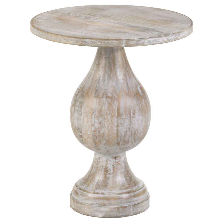 (image for) Dianella Round Pedestal Base Accent Side Table White Washed - Click Image to Close