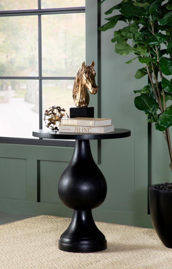 (image for) Dianella Round Pedestal Base Accent Side Table Black Stain