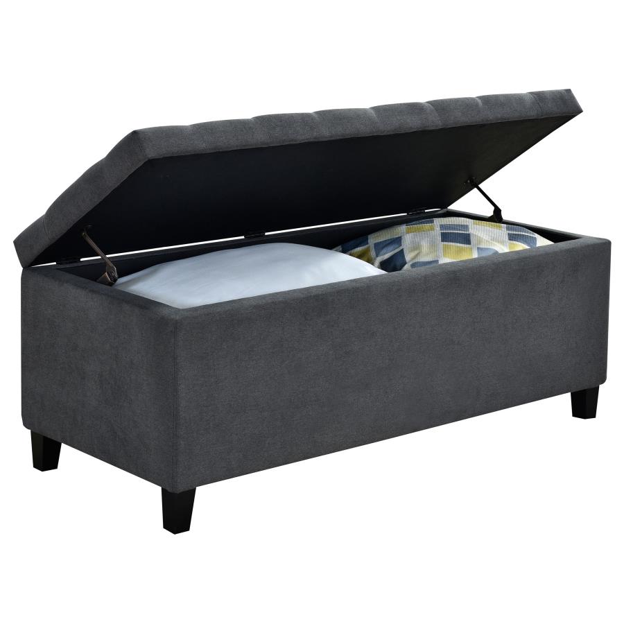 (image for) Samir Fabric Upholstered Tufted Storage Bench Charcoal