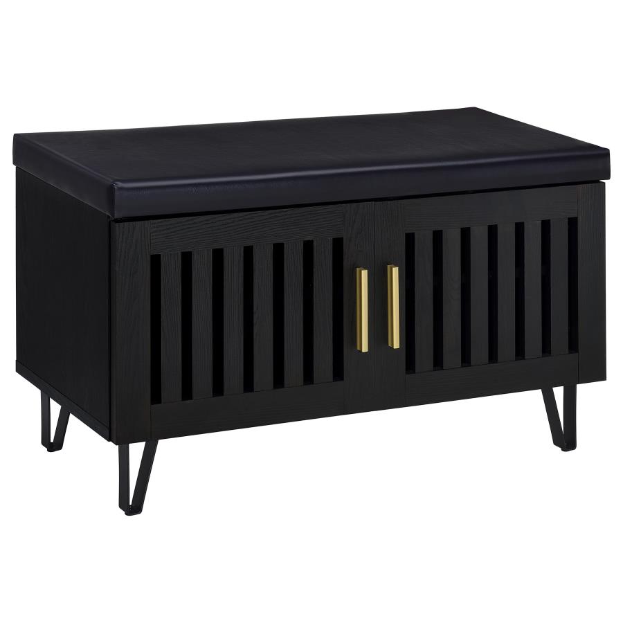 (image for) Brixton 2-door Padded Entryway Shoe Storage Bench Black