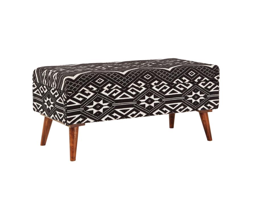 (image for) Cababi Tribal Fabric Upholstered Accent Storage Bench Black - Click Image to Close