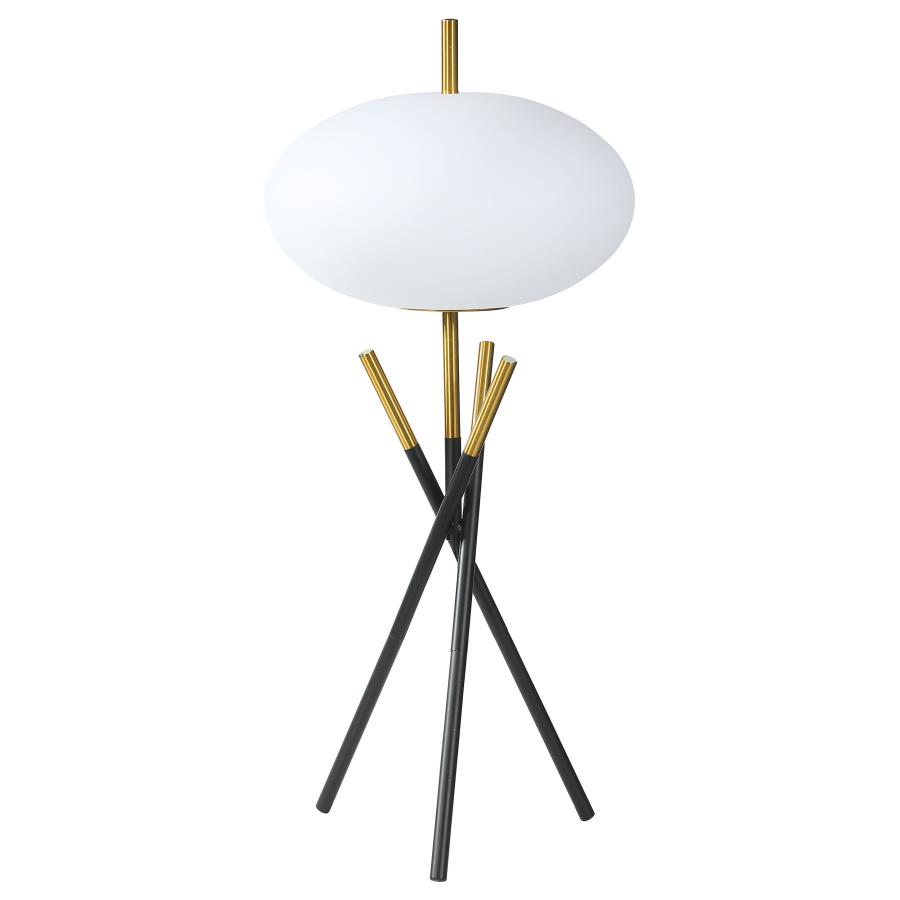 (image for) Layton White Orb Shade Tripod Table Lamp Black