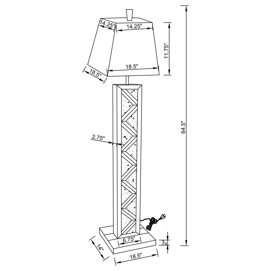 (image for) Carmen 65-inch Empire Mirrored Acrylic Floor Lamp Silver