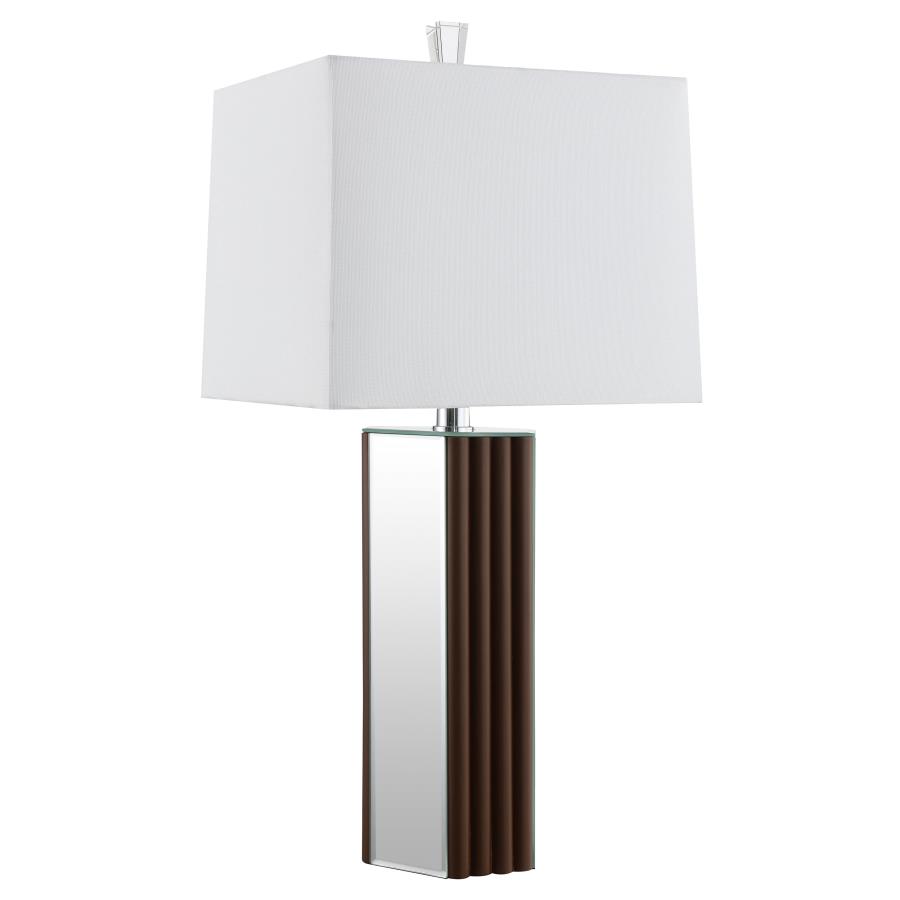 (image for) Elena 30-inch Square Tapered Mirrored Table Lamp Brown - Click Image to Close