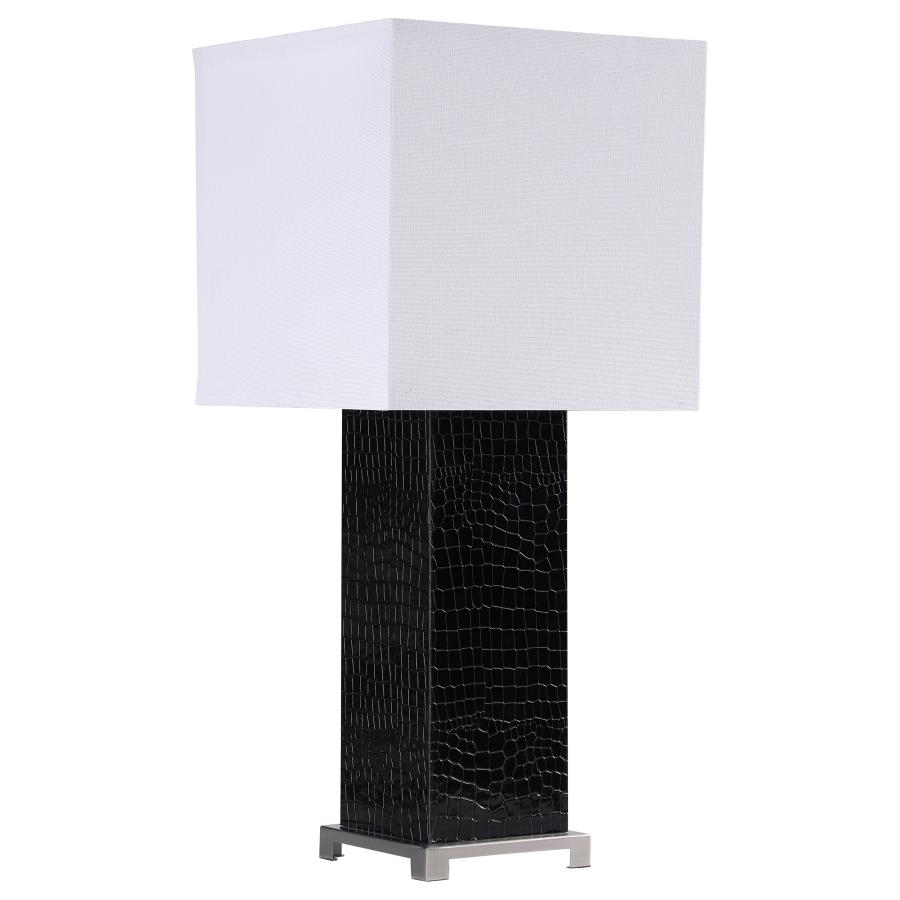 (image for) Bridle 25-inch Square Shade Faux Crocodile Table Lamp Black