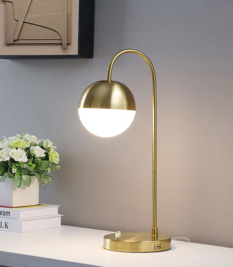 (image for) Merrick 21-inch Spherical Arched Bedside Table Lamp Gold