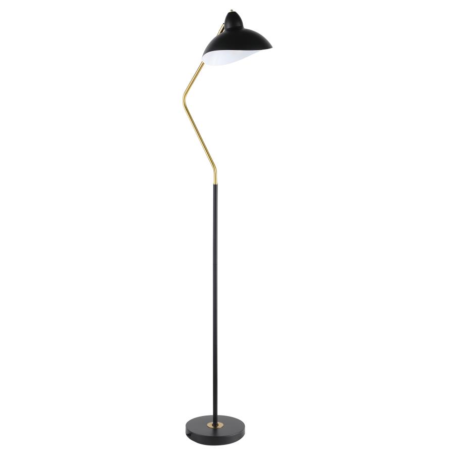 (image for) Lucien 69-inch Dome Shade Metal Task Floor Lamp Black