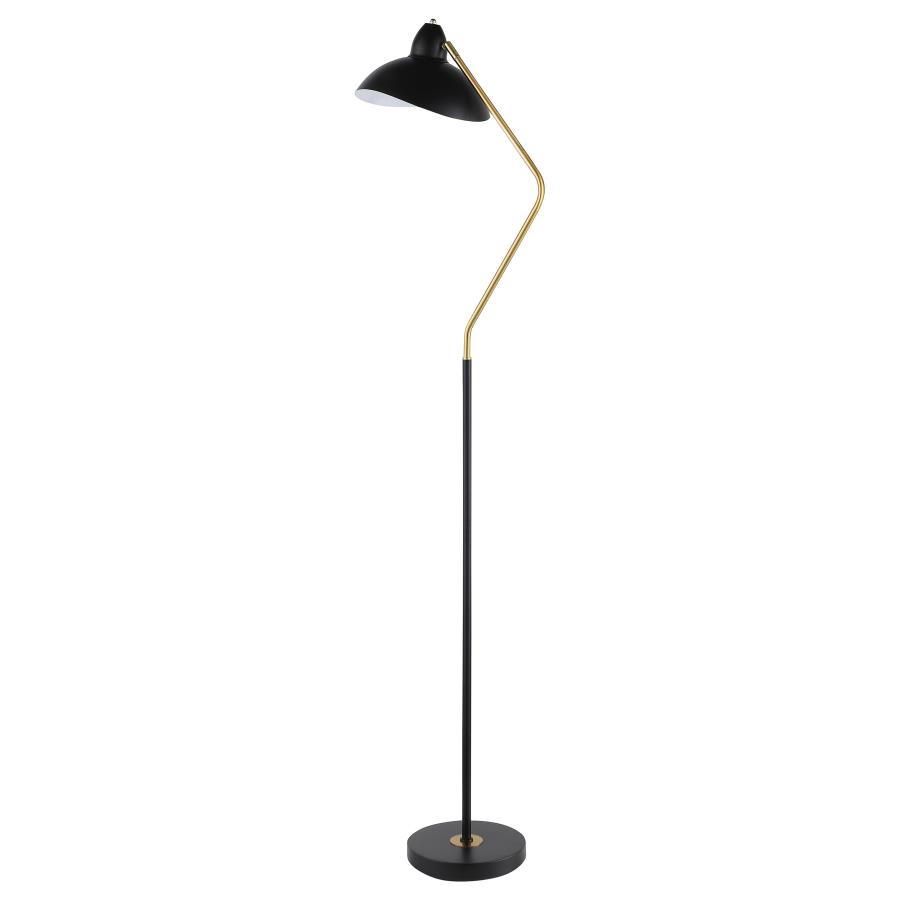 (image for) Lucien 69-inch Dome Shade Metal Task Floor Lamp Black