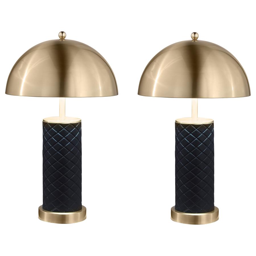 (image for) Ferris 23-inch Dome Quilted Table Lamp Black (Set of 2)