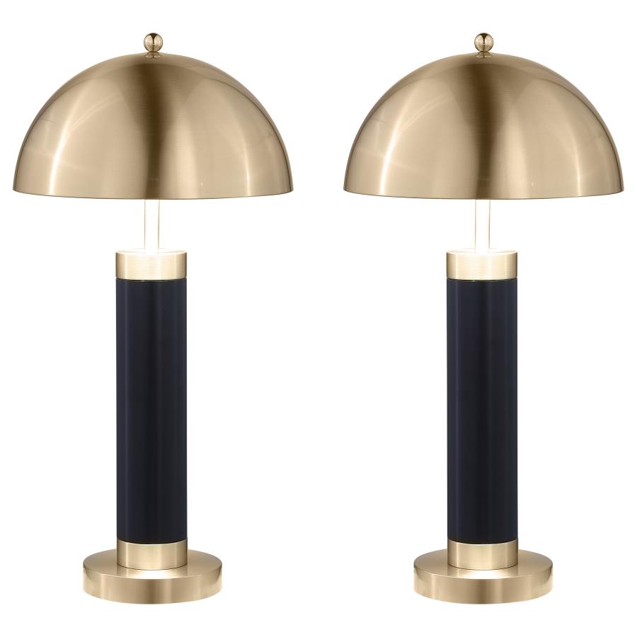 (image for) Conroe 28-inch Dome Shade Pillar Table Lamp Black (Set of 2)