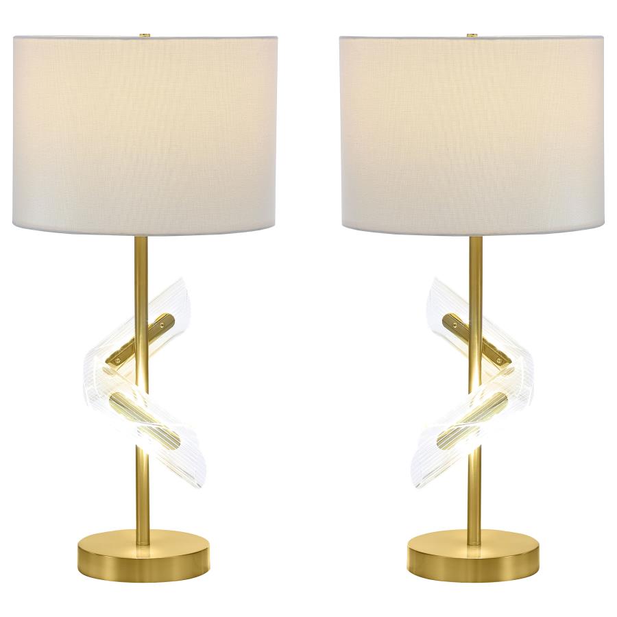 (image for) Kingsley 30-inch Drum Shade Table Lamp Gold (Set of 2)