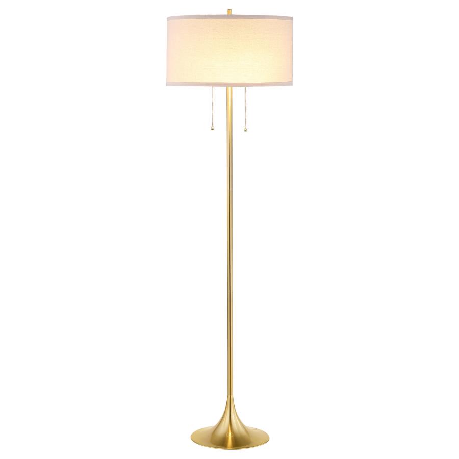 (image for) Elmira 65-inch Drum Shade Metal Floor Lamp Gold - Click Image to Close