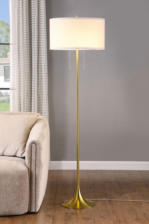 (image for) Elmira 65-inch Drum Shade Metal Floor Lamp Gold