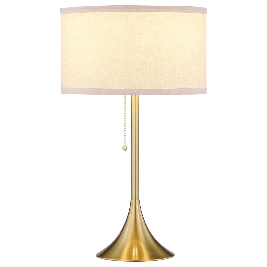 (image for) Elmira 24-inch Drum Shade Metal Table Lamp Gold - Click Image to Close