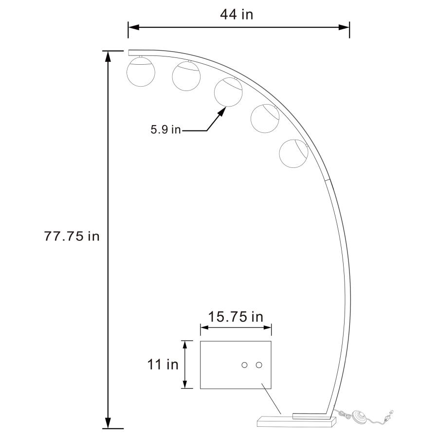 (image for) Cody 78-inch Spherical 5-light Arc Metal Floor Lamp Black