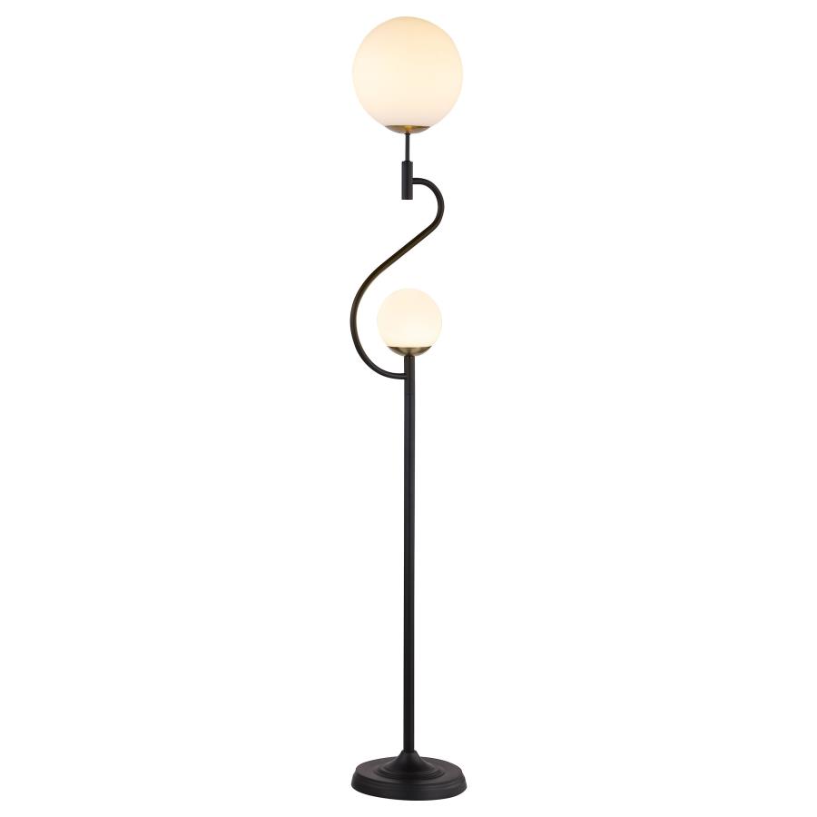 (image for) Dacki 69-inch Dual Spherical Bulb Metal Floor Lamp Black