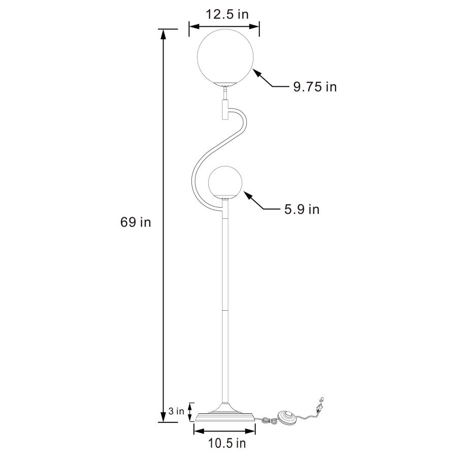 (image for) Dacki 69-inch Dual Spherical Bulb Metal Floor Lamp Black